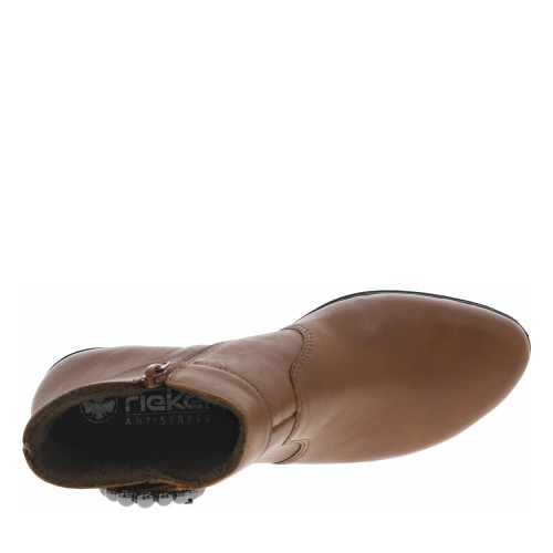 Thumbnail Boots en cuir cognac à talon décroché bas avec sangle décorative - Image 5