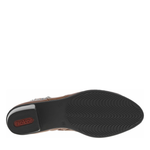 Thumbnail Boots en cuir cognac à talon décroché bas avec sangle décorative - Image 6
