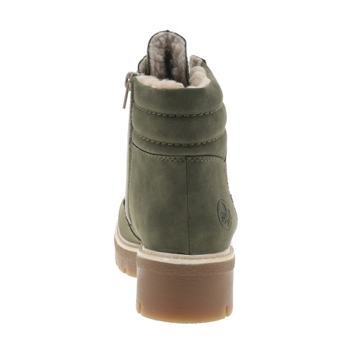 Thumbnail Bottines kaki à talon décroché moyen avec des lacets et un zip latéral - Image 4