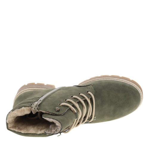 Thumbnail Bottines kaki à talon décroché moyen avec des lacets et un zip latéral - Image 5