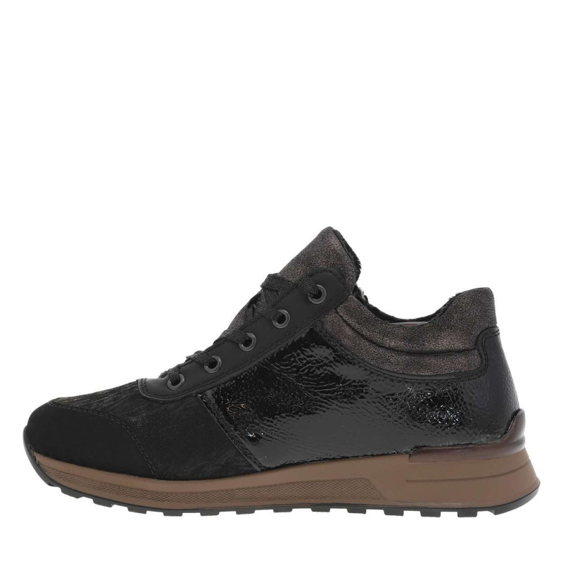 Baskets basses noires à talon compensé bas et à lacets noirs à paillettes