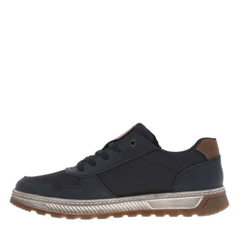 Sneakers marine à talon plat et à lacets plats marine et zip latéral