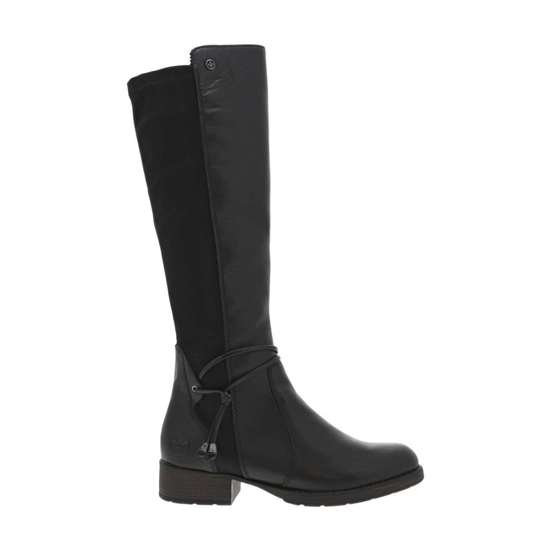Bottes en cuir noires à talon décroché bas avec un zip côté interne - Image 2